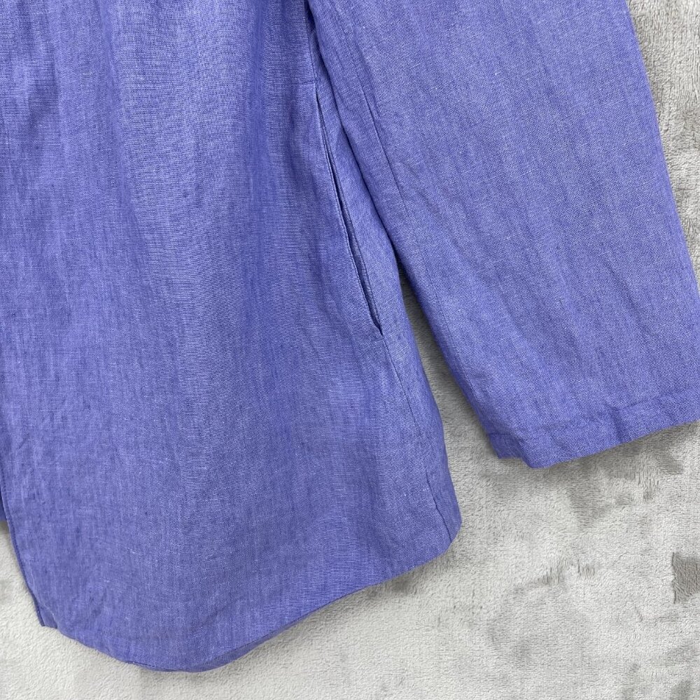 Coldwater Creek Purple Linen Blend Open Front Blazer Jacket - Picture 3 of 10
